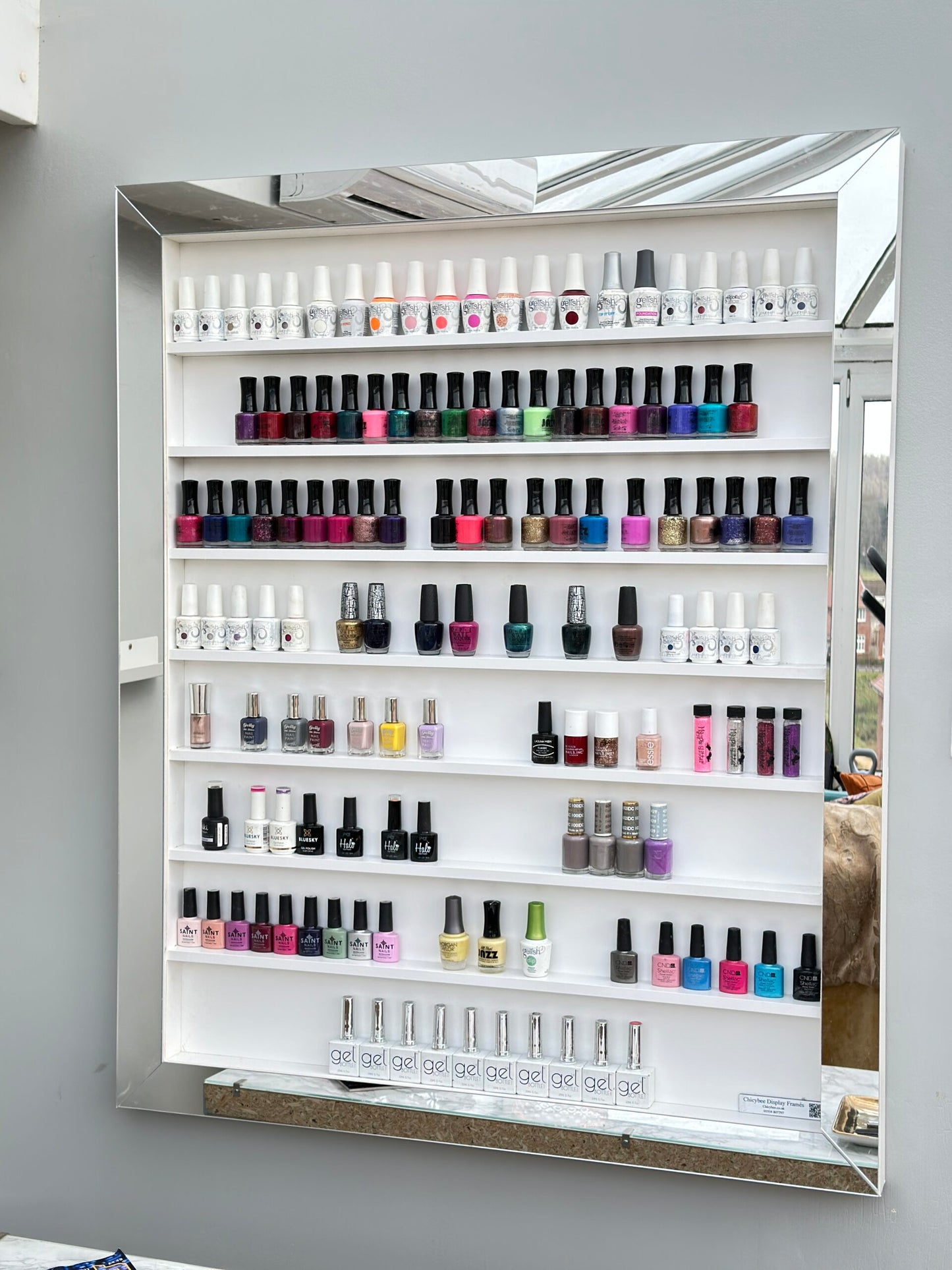 Wall Mounted Nail Polish Rack Mirrored